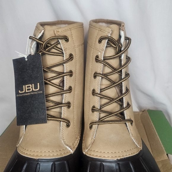 JBU Maine Waterproof Winter Duck Boot Dark Brown Beige NWT 13M Retail $80 - Picture 3 of 10
